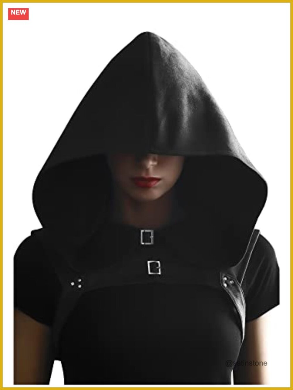 Steampunk Medieval Hooded Cowl Hat Faux Suede Cape Costume